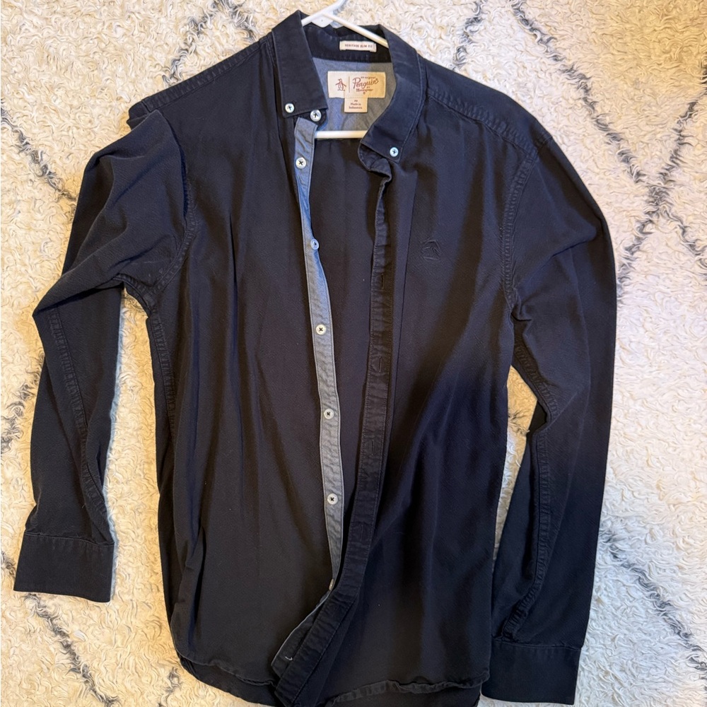 Original Penguin Charcoal Heritage Slim Fit Shirt